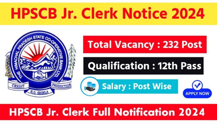 HPSCB Junior Clerk Recruitment 2024